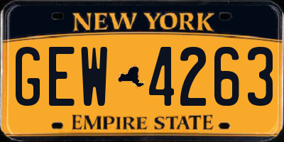 NY license plate GEW4263