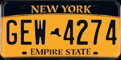 NY license plate GEW4274