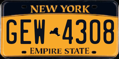 NY license plate GEW4308