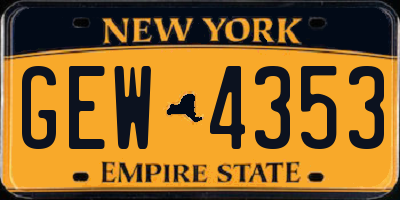 NY license plate GEW4353