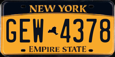 NY license plate GEW4378