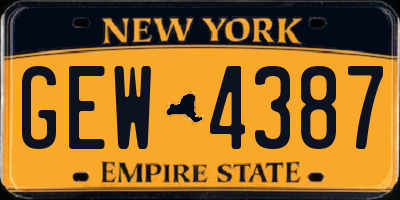 NY license plate GEW4387