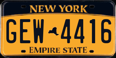 NY license plate GEW4416