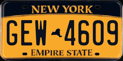 NY license plate GEW4609