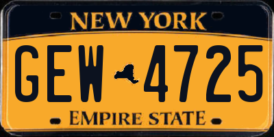 NY license plate GEW4725