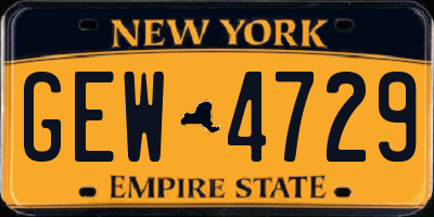 NY license plate GEW4729