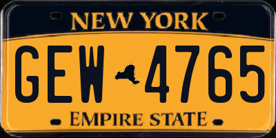 NY license plate GEW4765