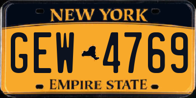 NY license plate GEW4769