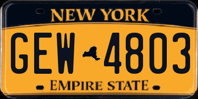 NY license plate GEW4803