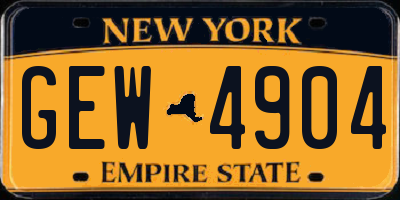 NY license plate GEW4904