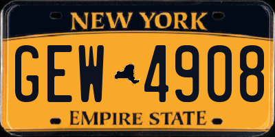 NY license plate GEW4908
