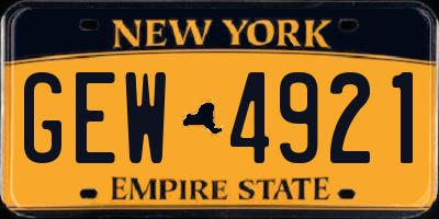 NY license plate GEW4921