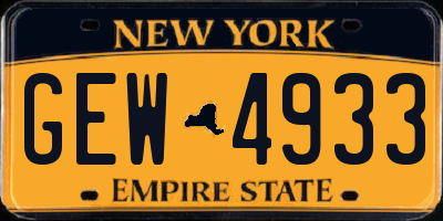 NY license plate GEW4933