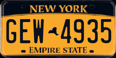NY license plate GEW4935