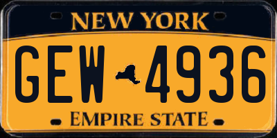 NY license plate GEW4936