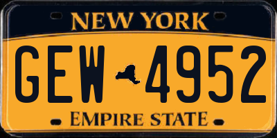 NY license plate GEW4952