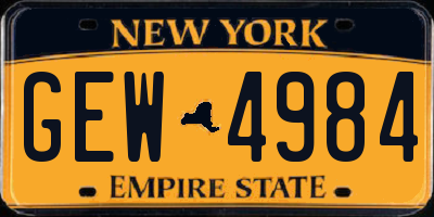 NY license plate GEW4984