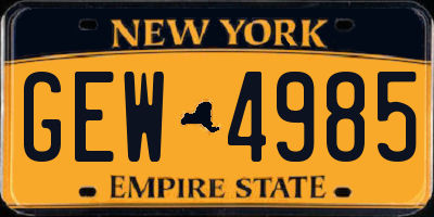 NY license plate GEW4985