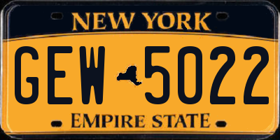 NY license plate GEW5022