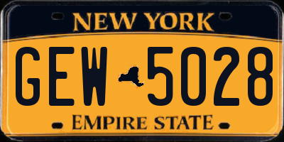 NY license plate GEW5028
