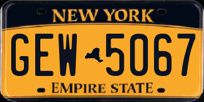 NY license plate GEW5067