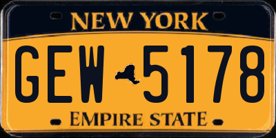NY license plate GEW5178