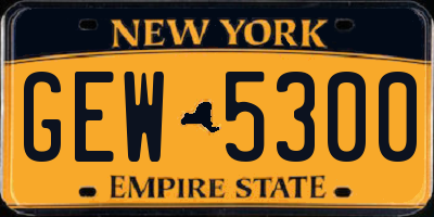 NY license plate GEW5300