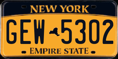 NY license plate GEW5302