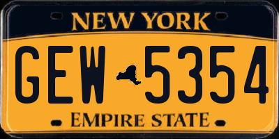 NY license plate GEW5354