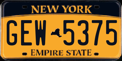 NY license plate GEW5375