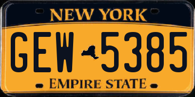 NY license plate GEW5385