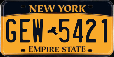 NY license plate GEW5421