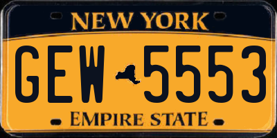 NY license plate GEW5553