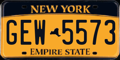 NY license plate GEW5573