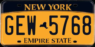 NY license plate GEW5768