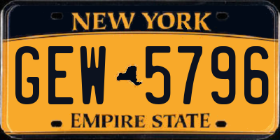 NY license plate GEW5796