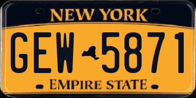 NY license plate GEW5871