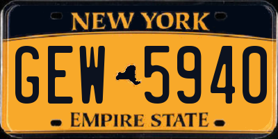 NY license plate GEW5940