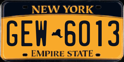 NY license plate GEW6013
