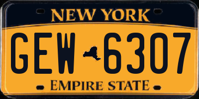 NY license plate GEW6307