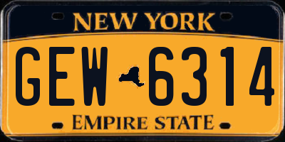 NY license plate GEW6314