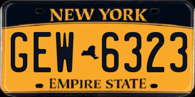 NY license plate GEW6323