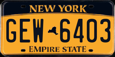 NY license plate GEW6403