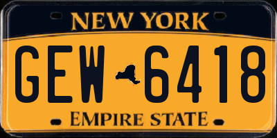 NY license plate GEW6418