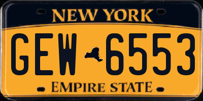 NY license plate GEW6553