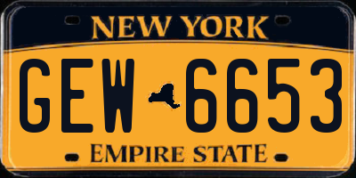 NY license plate GEW6653