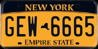 NY license plate GEW6665