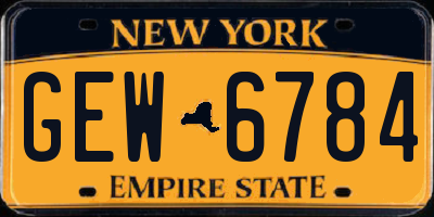 NY license plate GEW6784