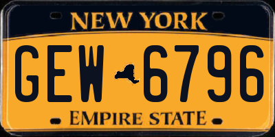 NY license plate GEW6796