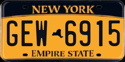 NY license plate GEW6915